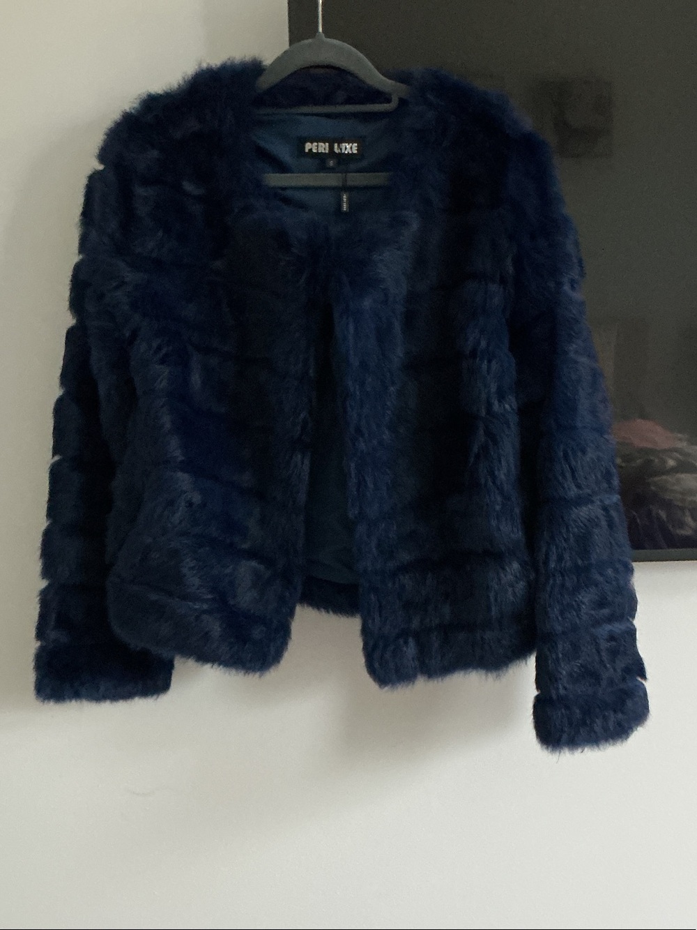 Plush 100% Rabbit Fur Jacket in Deep Navy